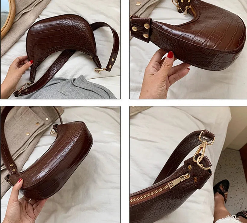 Fairy dumpling bag in PU with crossbody strap, 24cm wide, available in multiple colours