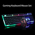 GTX300 black and white wired gaming keyboard and mouse set with colour backlighting