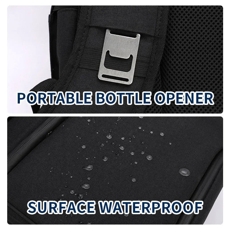 Double layer insulated picnic backpack with ice pack in blue colour showing 22L capacity