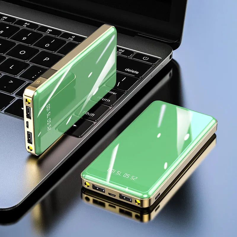 Mirror digital display 20000mAh power bank with square aluminium shell in multiple colours