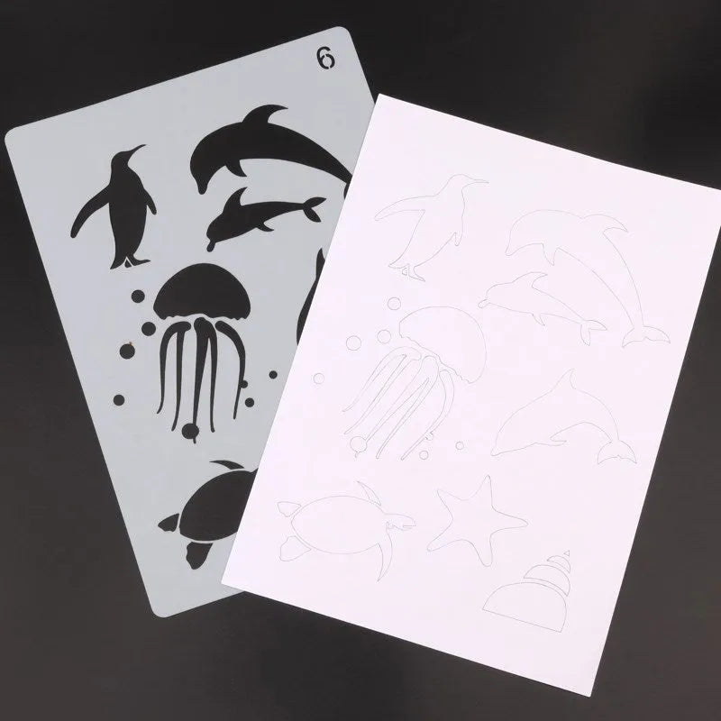 White plastic drawing stencil template for easy tracing and art projects.