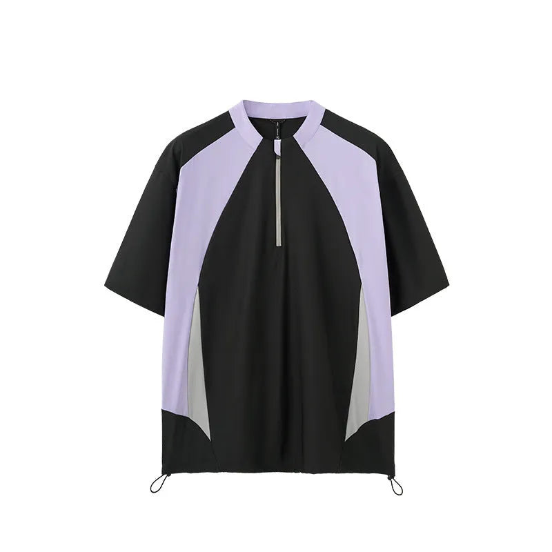 Men's lightweight polyester casual shirt in black or beige with optional long or short sleeves