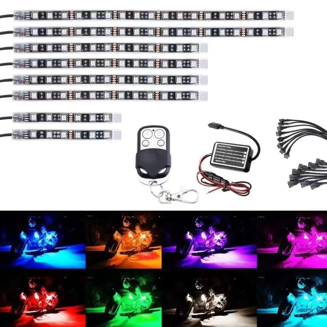 PVC LED light strip for car underbody with remote control, black housing, 12V 50W