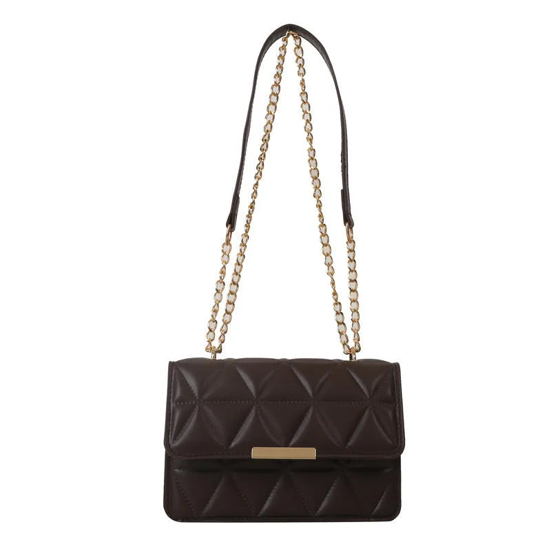 Women's retro PU messenger bag in horizontal square shape with stitching, 19cm x 13cm, rose red colour