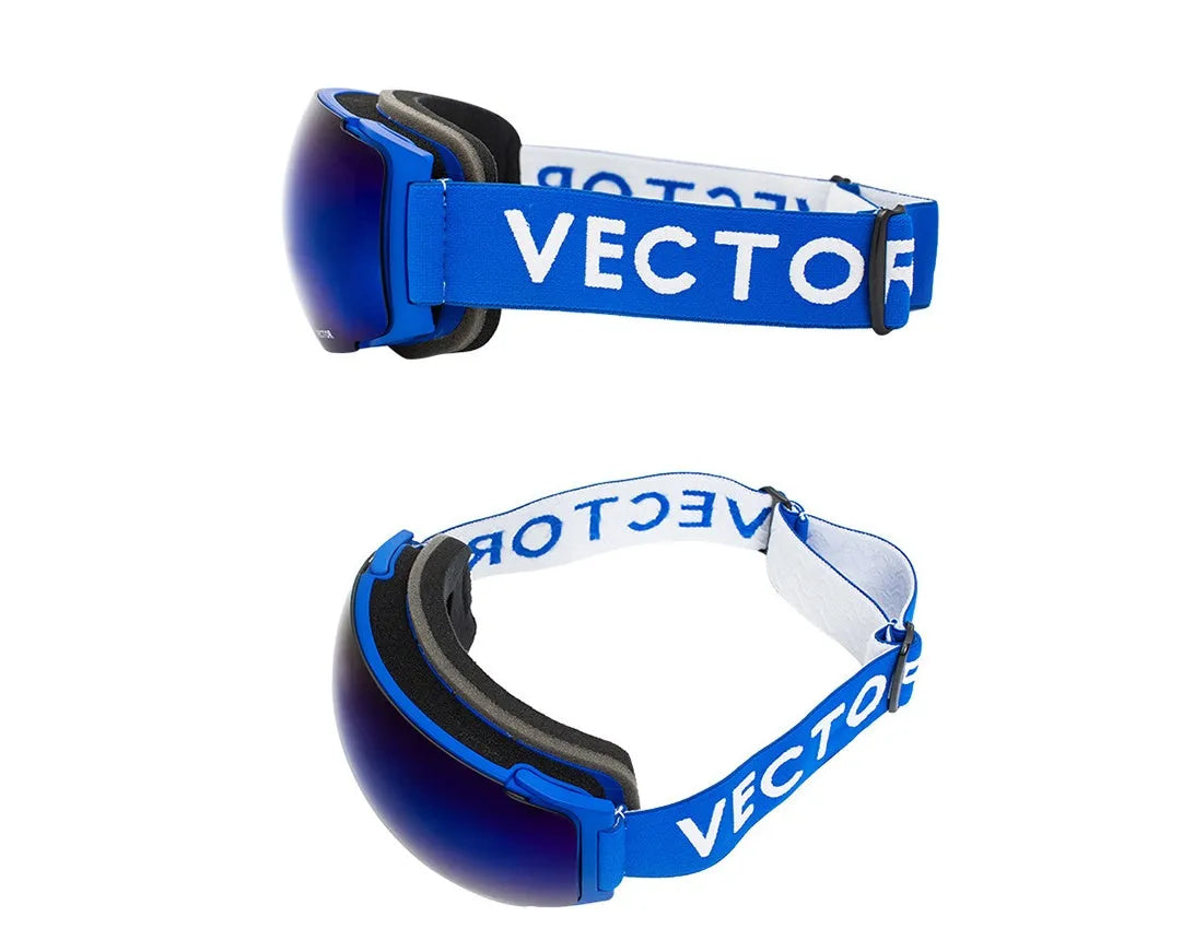 Compass ski goggles with double-layer anti-fog spherical lens and magnetic lens change system in blue colour
