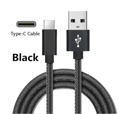 Denim braided USB-C charging cable with aluminium connectors in three length options