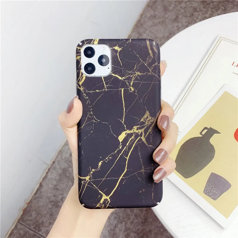Marbled PC phone case with geometric water paste pattern in simple style for iPhone Samsung Huawei Xiaomi