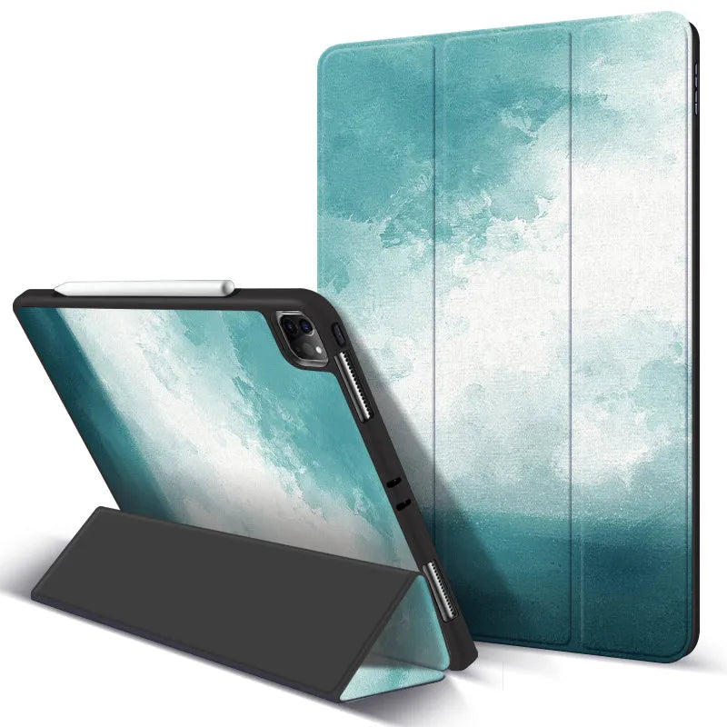 iPad Pro anti-drop protective case with magnetic pen slot and adjustable stand in simple style