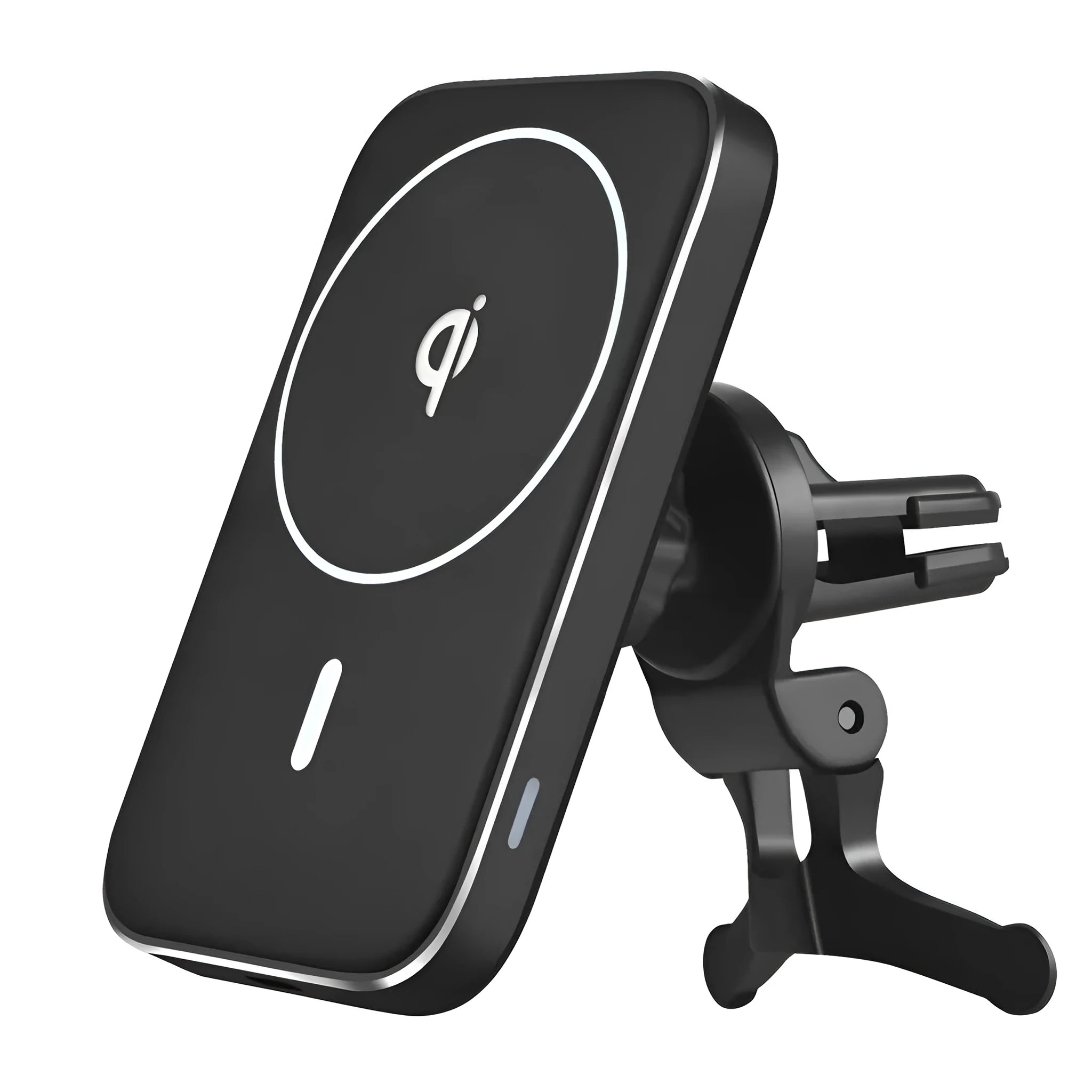 M6 black magnetic car phone mount with wireless charging and USB cable