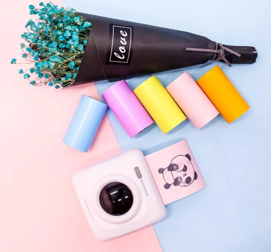 PerPage Mini Wireless Portable Thermal Printer Paper Roll in multiple colour options for stickers and labels