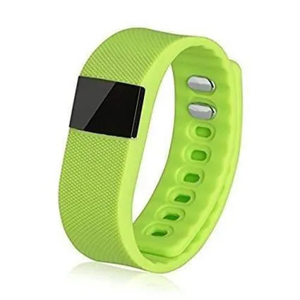 Ordinary bracelet pedometer in black, blue, green, orange, or yellow colour on wrist
