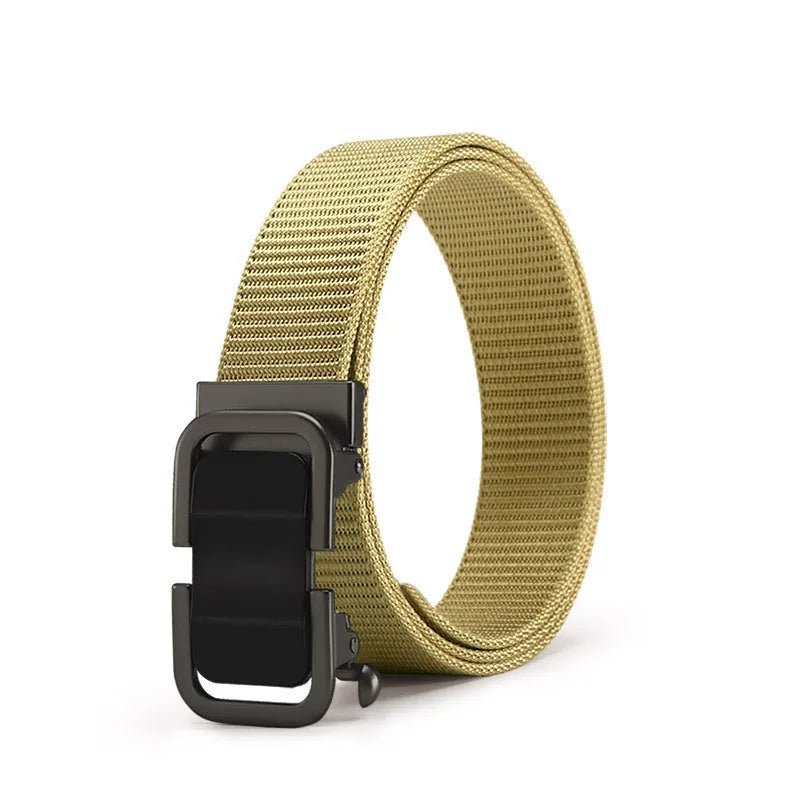 Men's nylon canvas belt with toothless alloy buckle in 120cm length