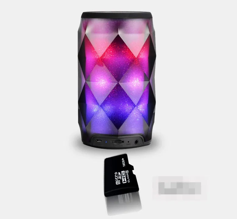 Black crystal diamond cut Coke can shaped Bluetooth speaker lantern with colourful lighting effects