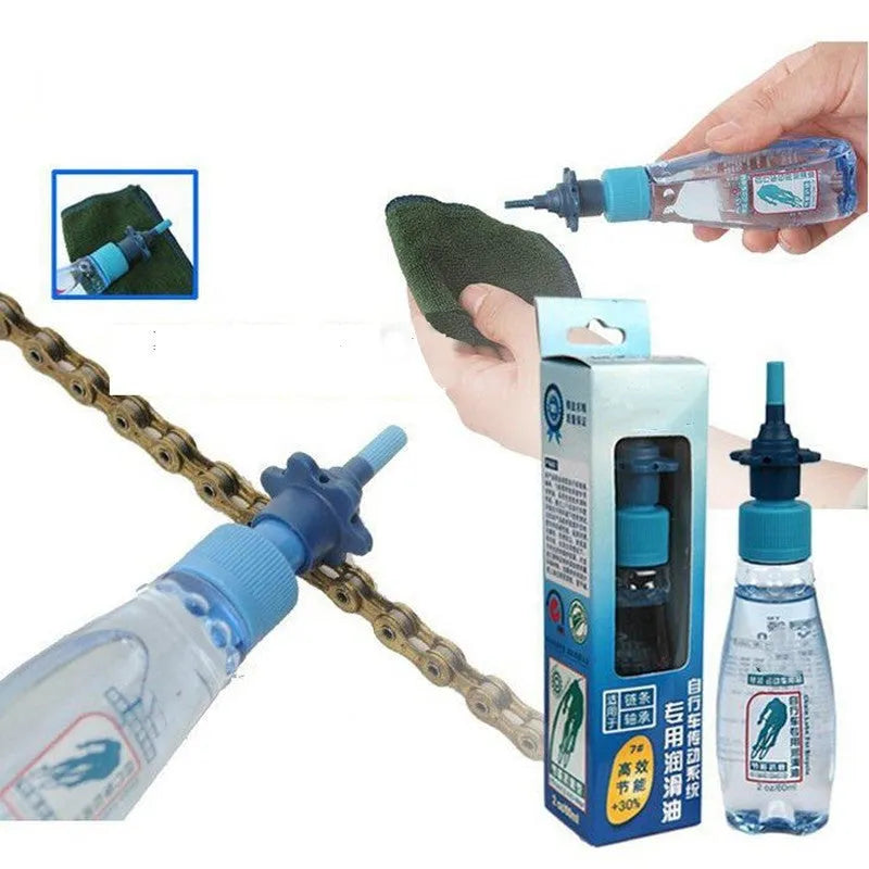 Drip Less Bicycle Chain Lubricant 60ml blue bottle, mess-free liquid plastic chain coating