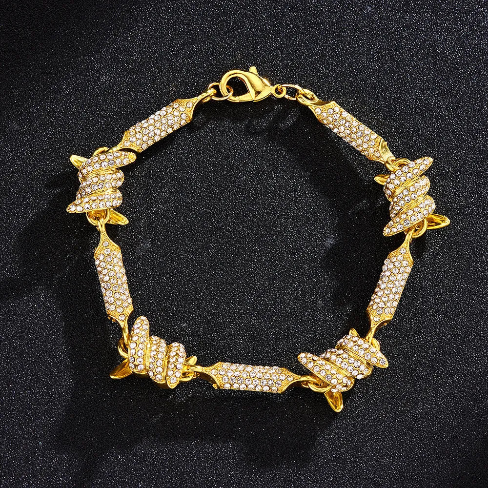 Irregular 3D Solid Alloy Pave Infinite Chain Cuban Chain Jewelry for Unisex Hip Hop Style Silver or Gold Bracelet 8inch Necklace 18-24inch