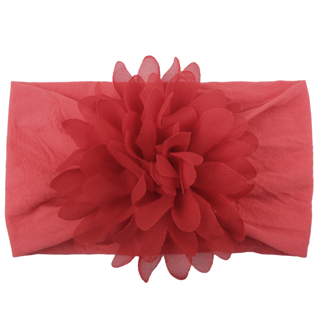 Sweet Chiffon Flower Baby Hairband - Super Soft, No-Mark Nylon Headdress for Princess Girls, 0-36 Months