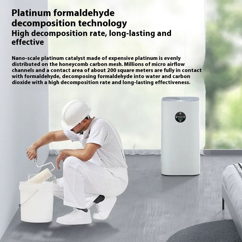 Desktop air purifier with formaldehyde removal and anemometer, beige colour, for household use