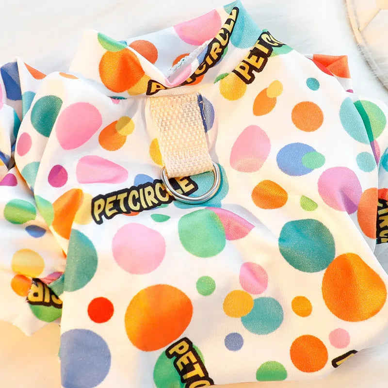 Cotton pet dog undershirt autumn winter princess style Colourful Bubble pattern