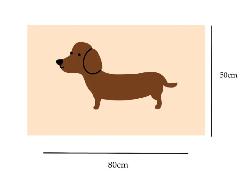 Good Luck Sausage puppy design Korean tufted floor mat cream style 50x80cm woven carpet