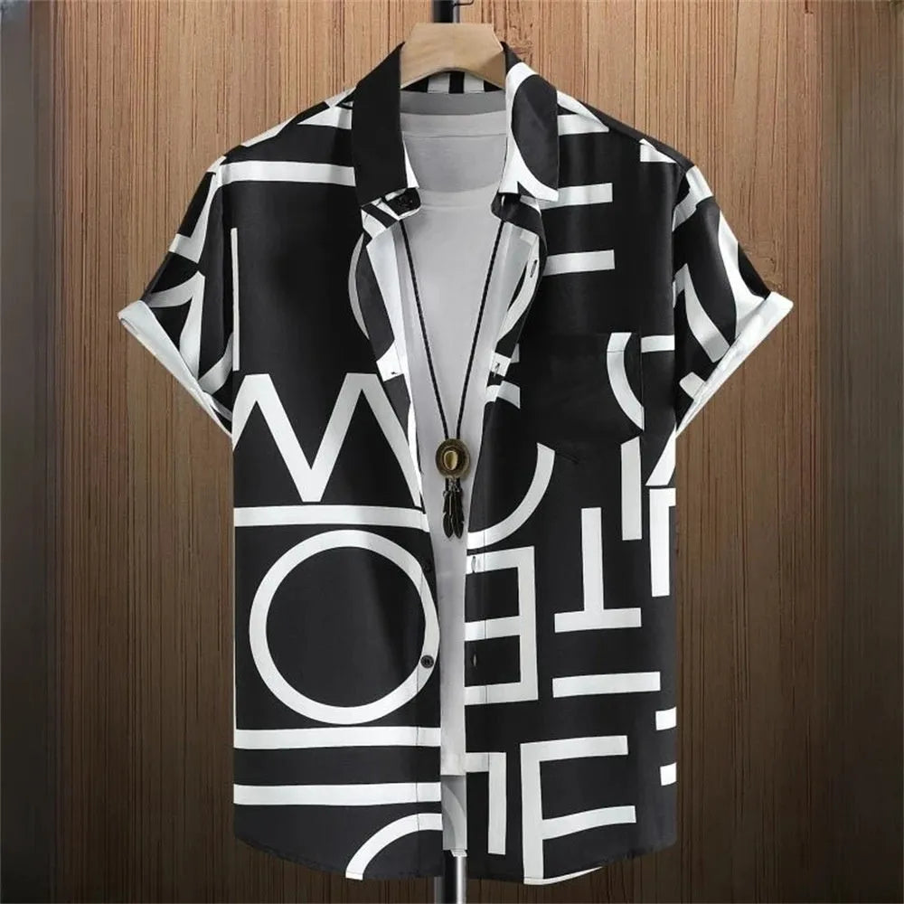 Men's loose fit camouflage print t-shirt with short sleeves and 3D digital stitching detail.
