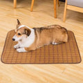 Brown woven rattan cooling mat for a dog in a large size.