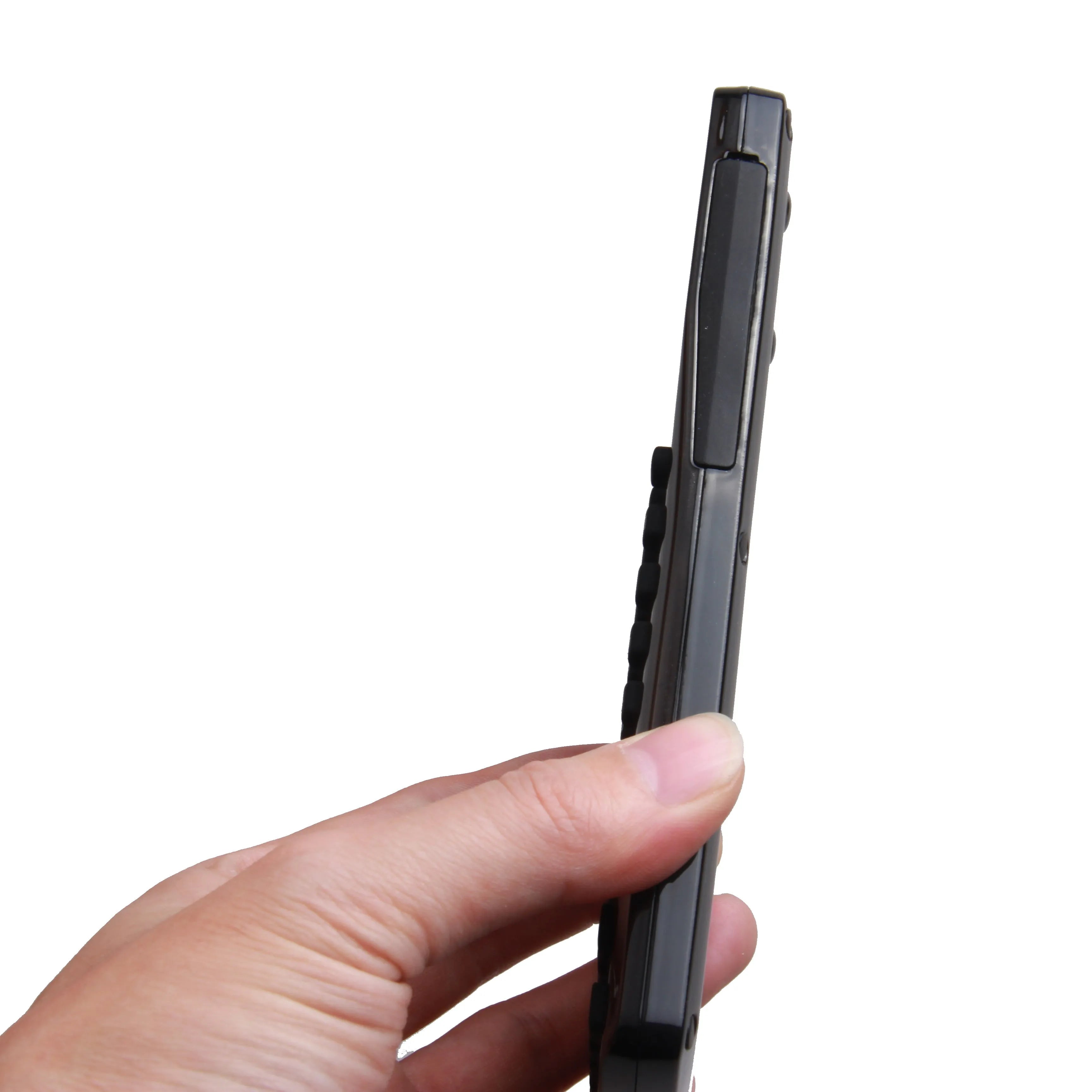 Black multifunction e-book reader with a 2.8cm screen and an adjustable strap, showing language selection menu.
