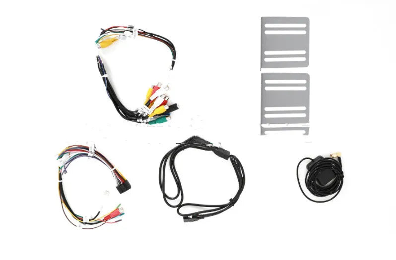 Black Android car stereo with touch screen display showing GPS navigation interface