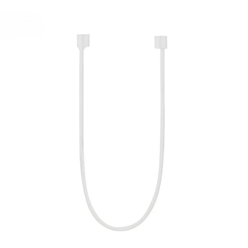 Silicone protection case for Apple AirPods with antilost rope attached, shown in blue colour.