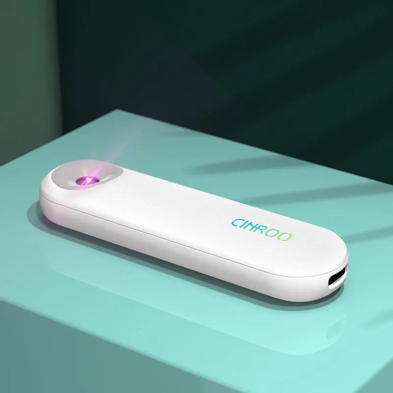 White portable ultraviolet sterilizer lamp showing compact size and dimensions.