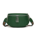 Women's soft PU messenger bag in saddle shape with single shoulder strap and internal organisation
