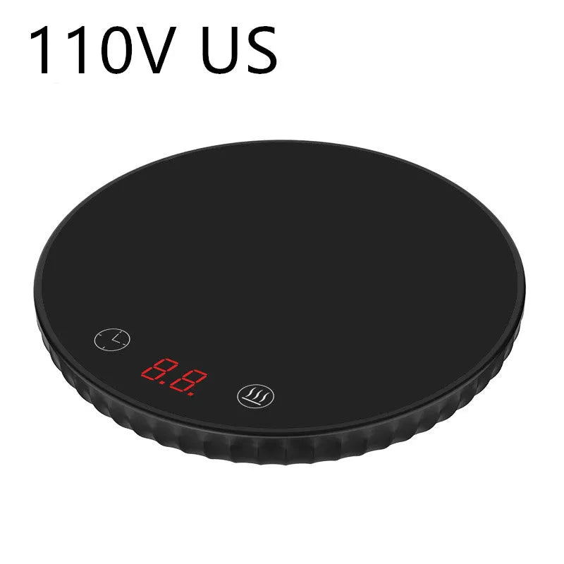 Electric cup warmer 115mm diameter black ABS and glass panel with digital display and touch switch