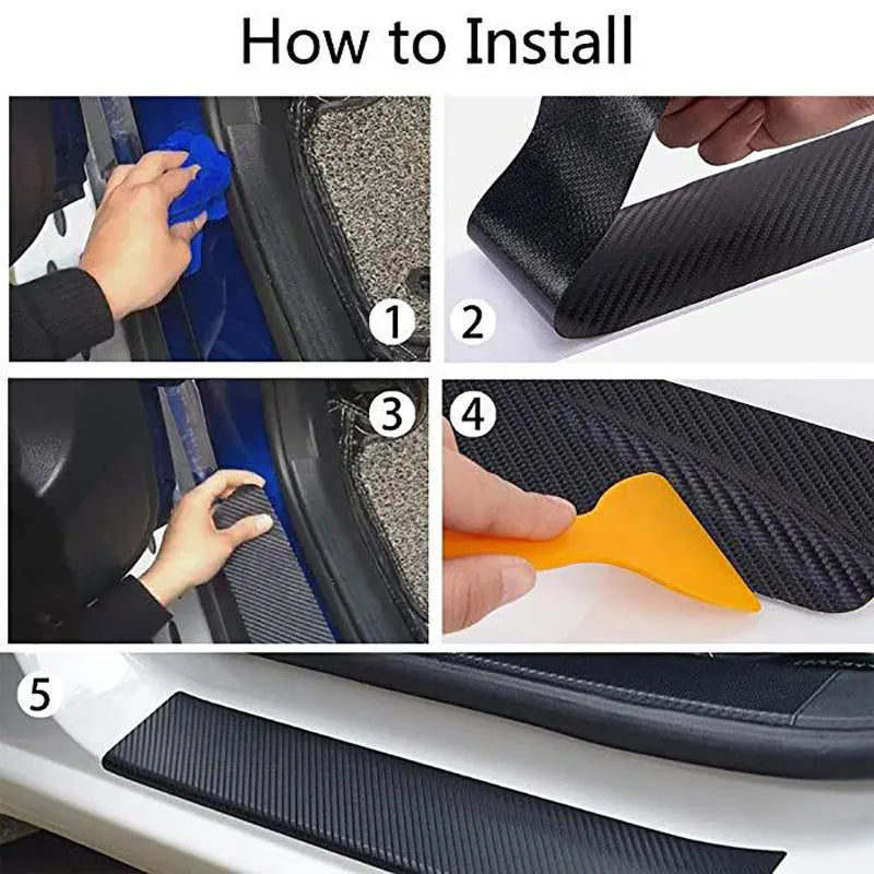 Matte carbon fibre pattern roll for car door sill and bumper protection in various width options