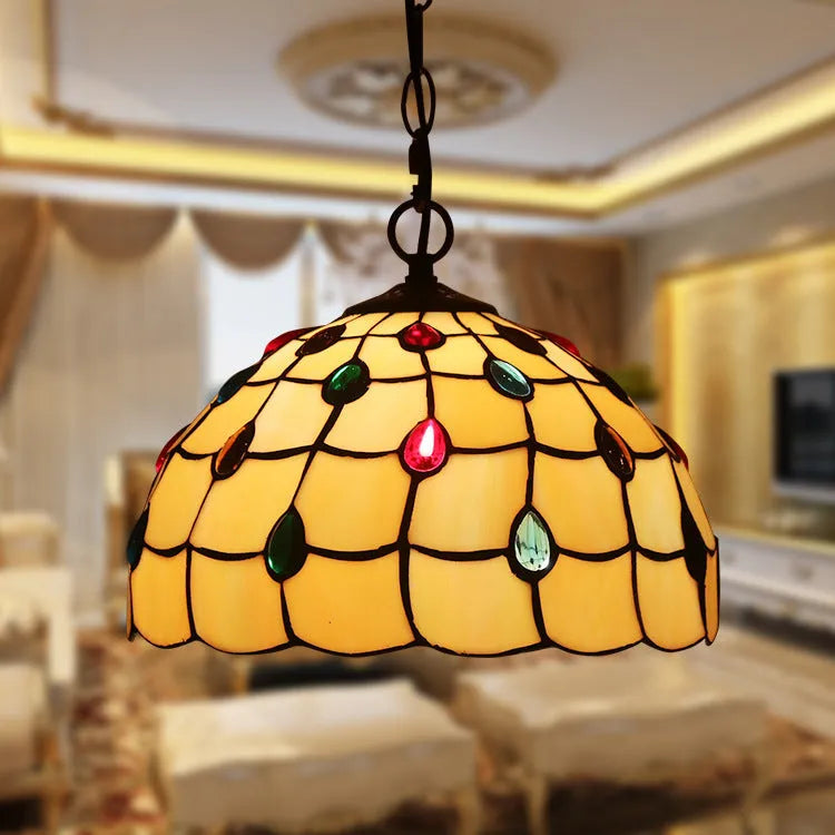 European Retro Baroque style chandelier made from coloured glaze glass with abstract modelling
