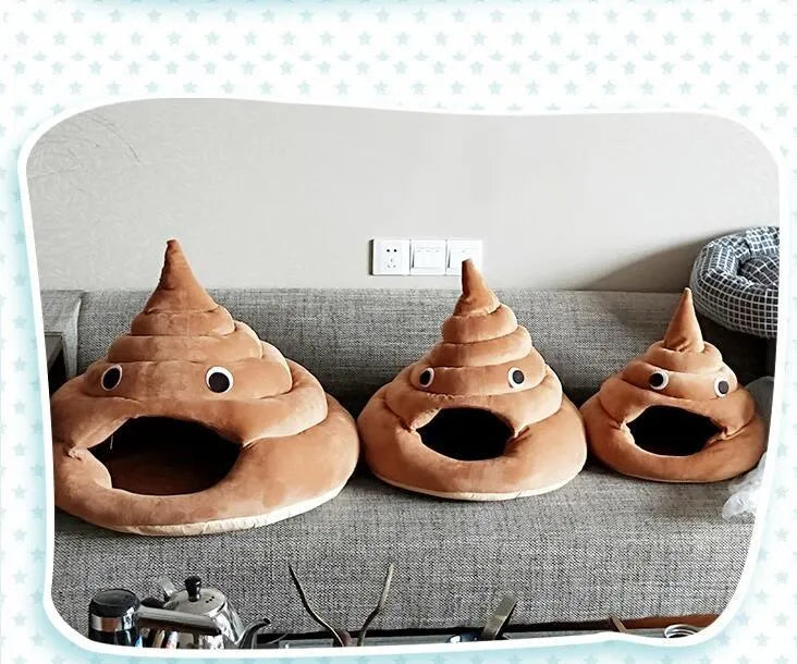 Coffee colour cotton velvet cat litter box hideaway bed house on floor with open front