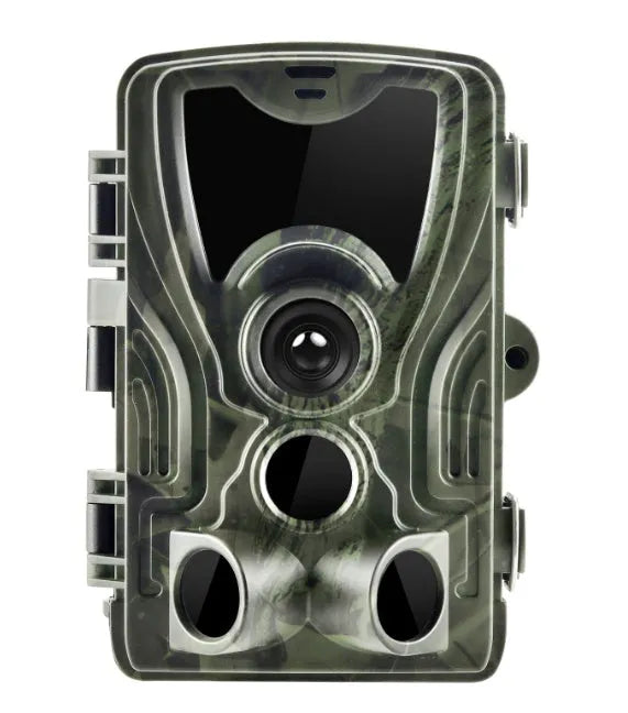 Green cellular trail camera with belt mount for hunting and wildlife monitoring