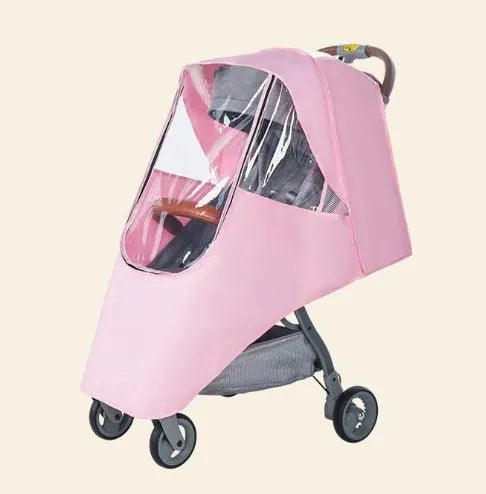 Universal baby stroller rain cover in waterproof cationic linen with nonslip handle attachment