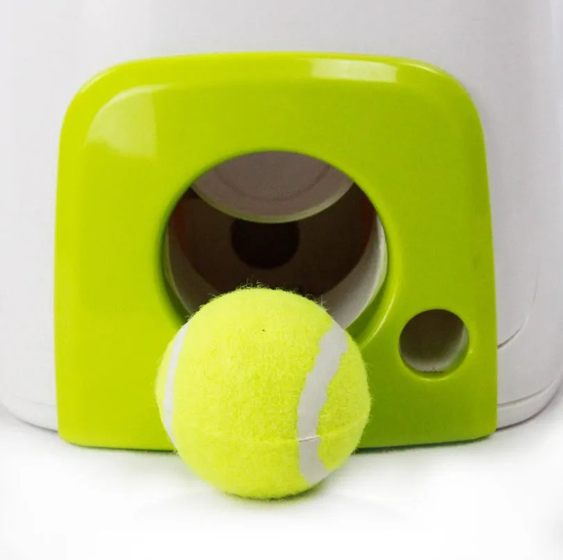 Dog tennis food award machine interactive treat dispenser with tennis ball, ABS plastic, 16x16x20cm size