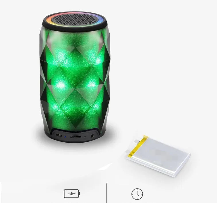 Black crystal diamond cut Coke can shaped Bluetooth speaker lantern with colourful lighting effects