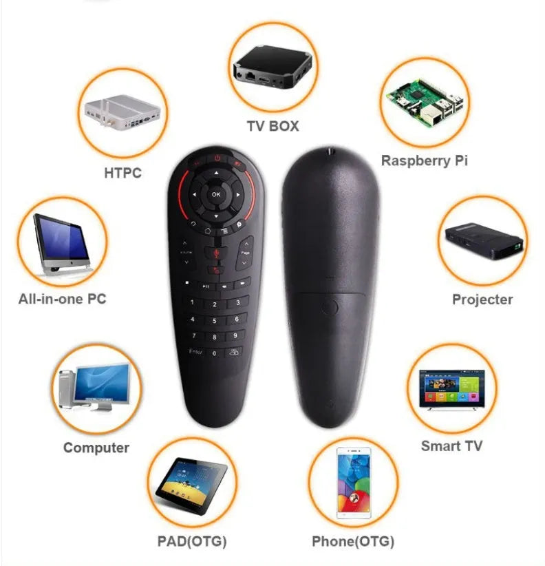 G30 wireless keyboard air mouse remote control with nano USB receiver on a table.