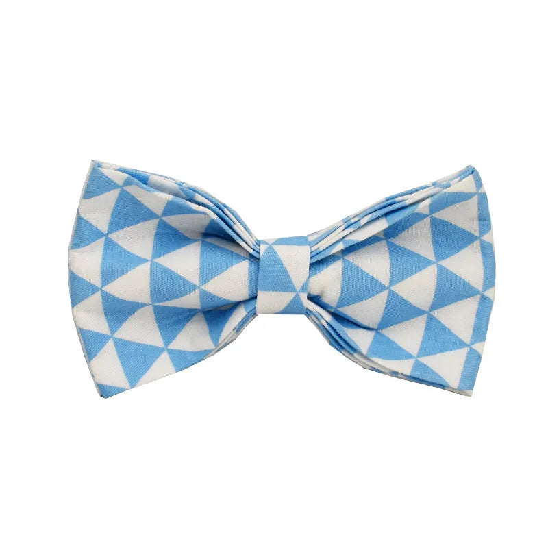 Blue cloth dog bow tie vest outfit set with collar, leash, bow and vest for small dogs