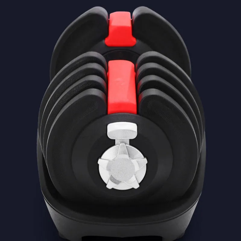 Intelligent automatic fast weight adjustment dumbbell with silicon steel core and nylon ABS shell, 18kg or 40lb option for home fitness