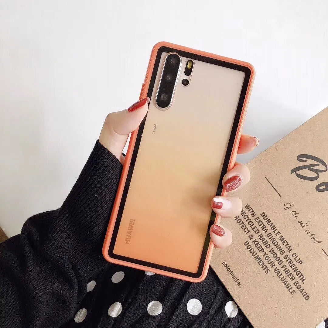 Rainbow Huawei phone case in TPU+PC construction showing back cover design