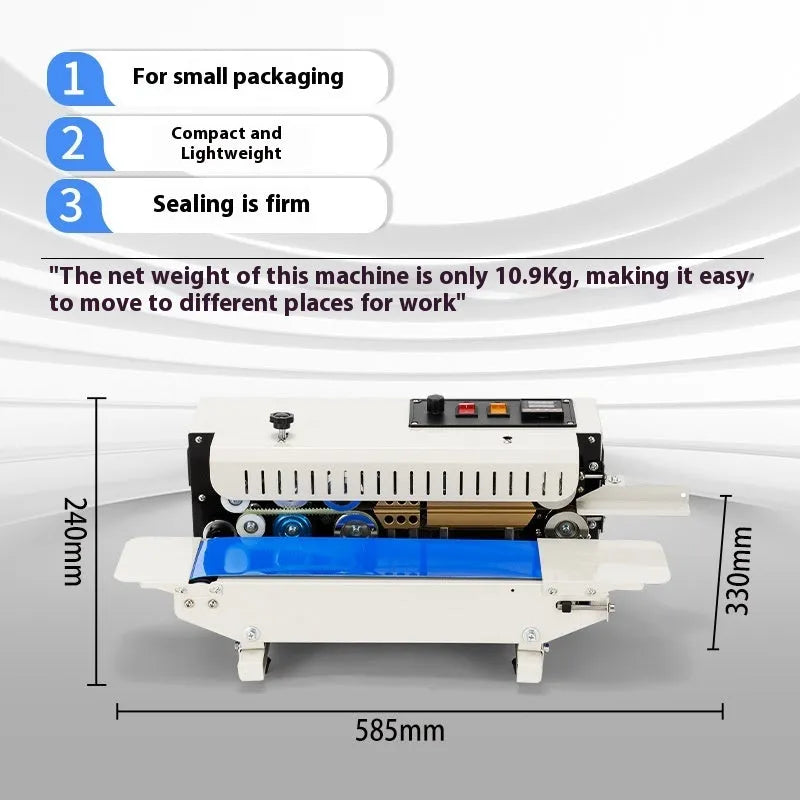 Mini manual sealing machine with steel date stamp for packaging bags and pouches