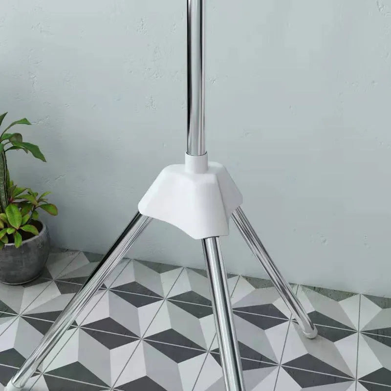 Mobile three-layer stainless steel drying rack with plastic clips for socks and ties