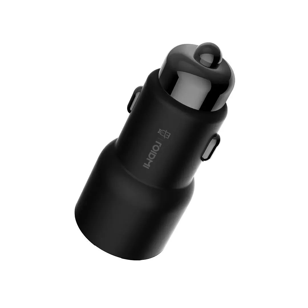 Black Ruimi 3S car charger with dual USB ports for phone and tablet charging