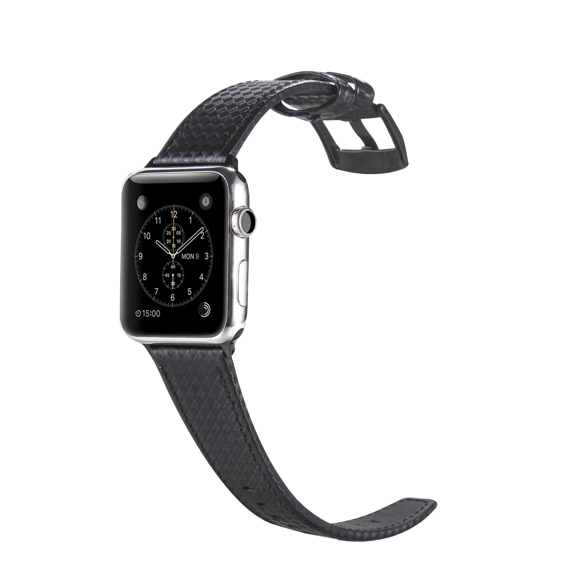 Carbon fibre leather Apple Watch strap in multiple colours with PC hard case