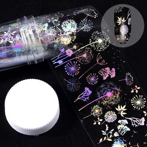 Nail sticker beauty products with 1 metre starry paper and 4 cm width in plastic bottle packaging