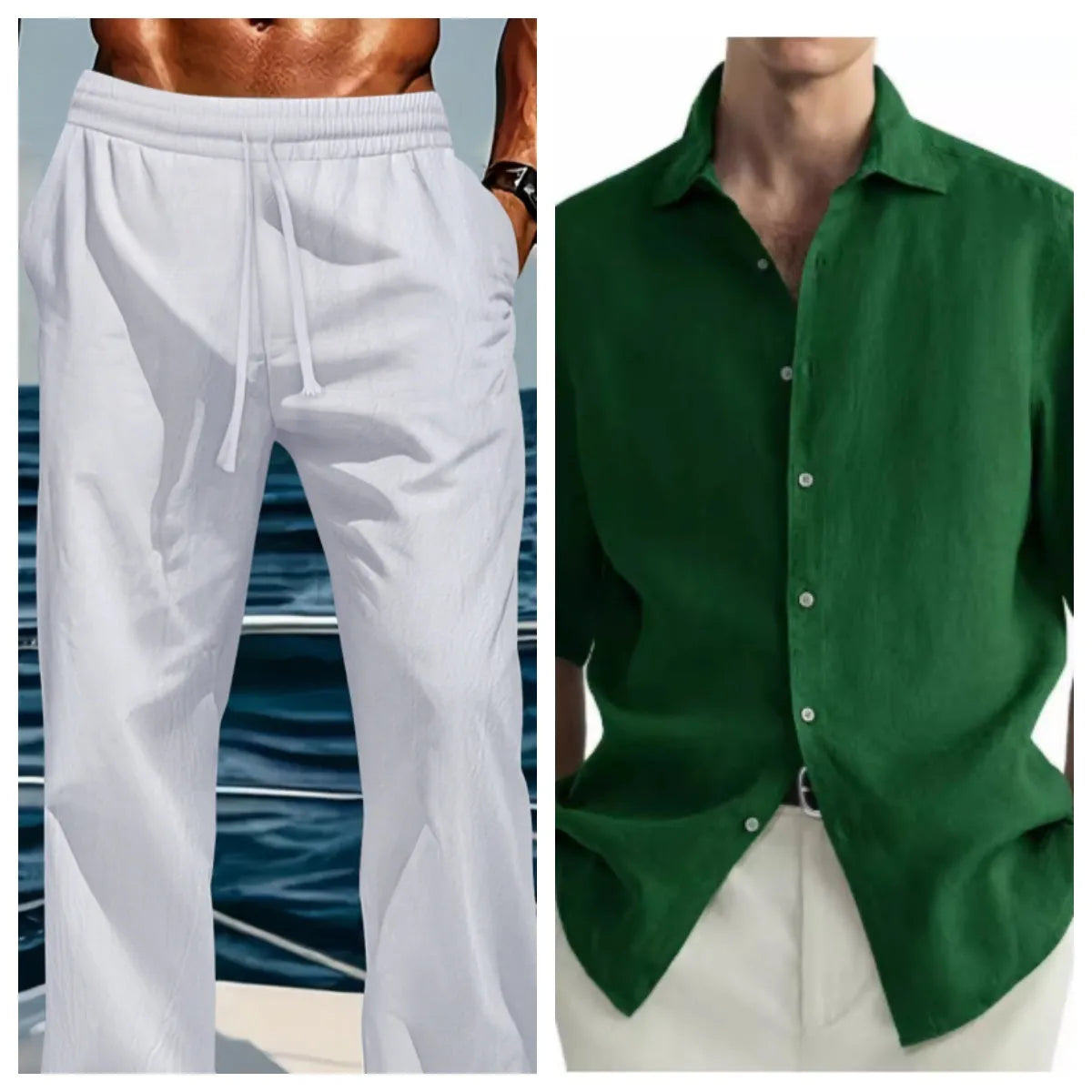 Green men's casual cotton cardigan-style shirt shown in regular fit