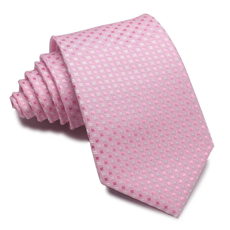 8cm wide polyester jacquard business tie with striped pattern in various colour options