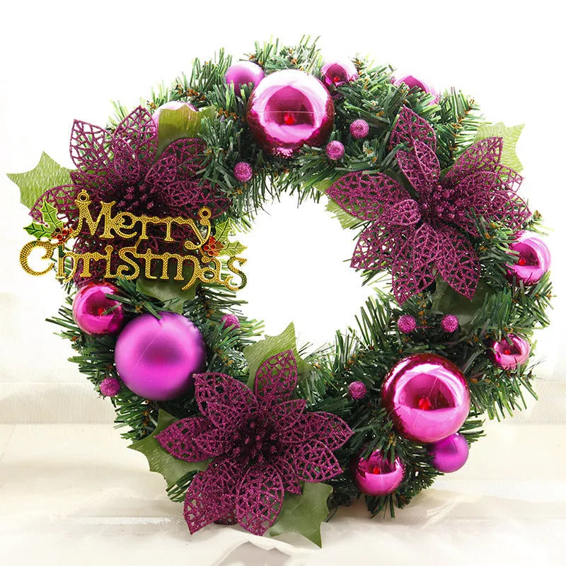 30cm multicolour plastic Christmas wreath hanging on door